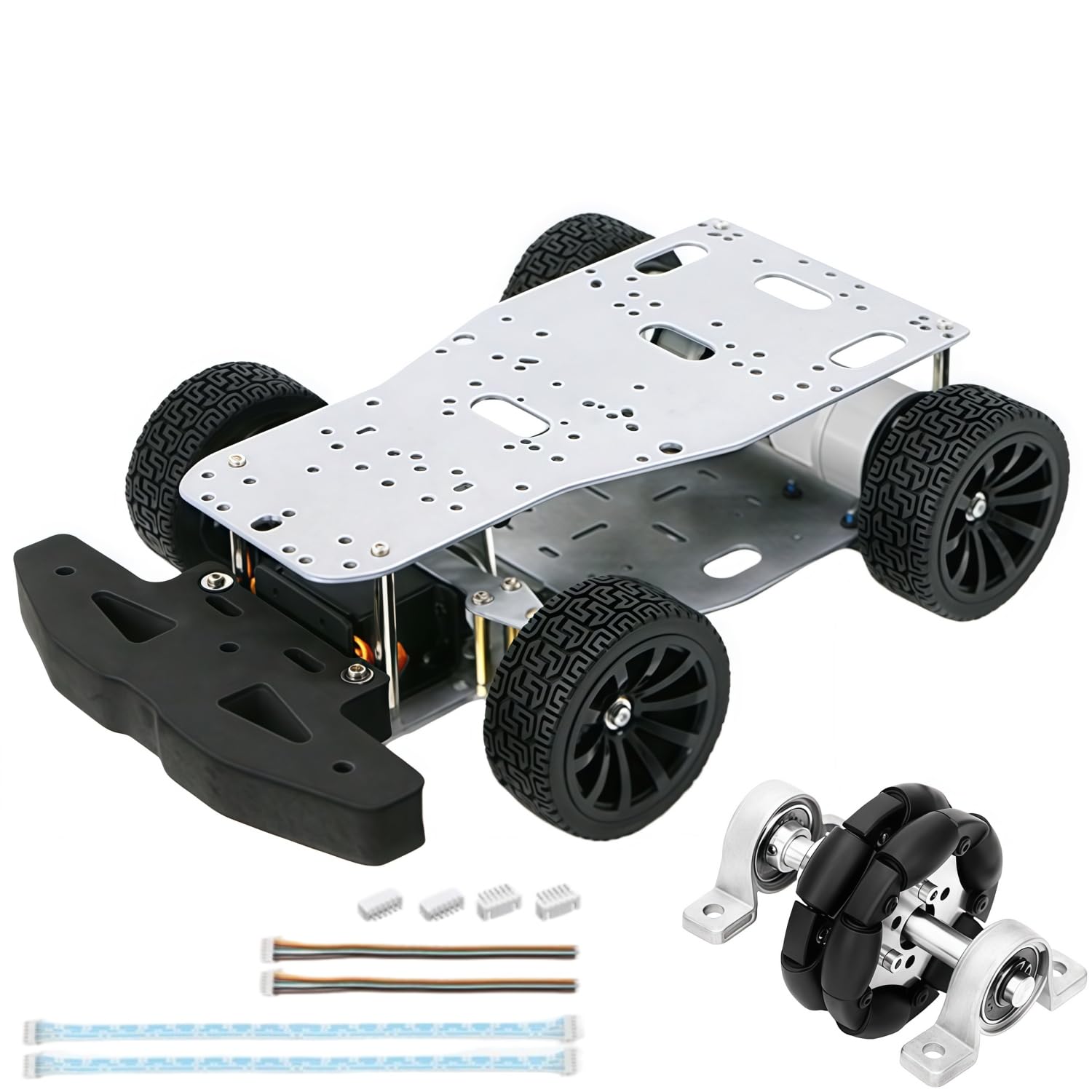 MiJunHD 4WD Drive Wheel Robot Car R3 Robotic Chassis Kit Aluminum Alloy Hall Encoder RC Tank ROS Programmable STM32 Smart Robot Cars DIY Kit (Ackerman & Differential Chassis)