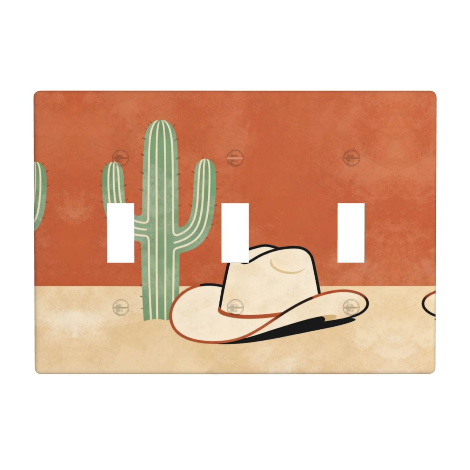 Western Cowboy 3 Gang Switch Plate Cover-Unbreakable Polycarbonate Wall Plate, Heat Resistant Toggle Switch Decor for Home