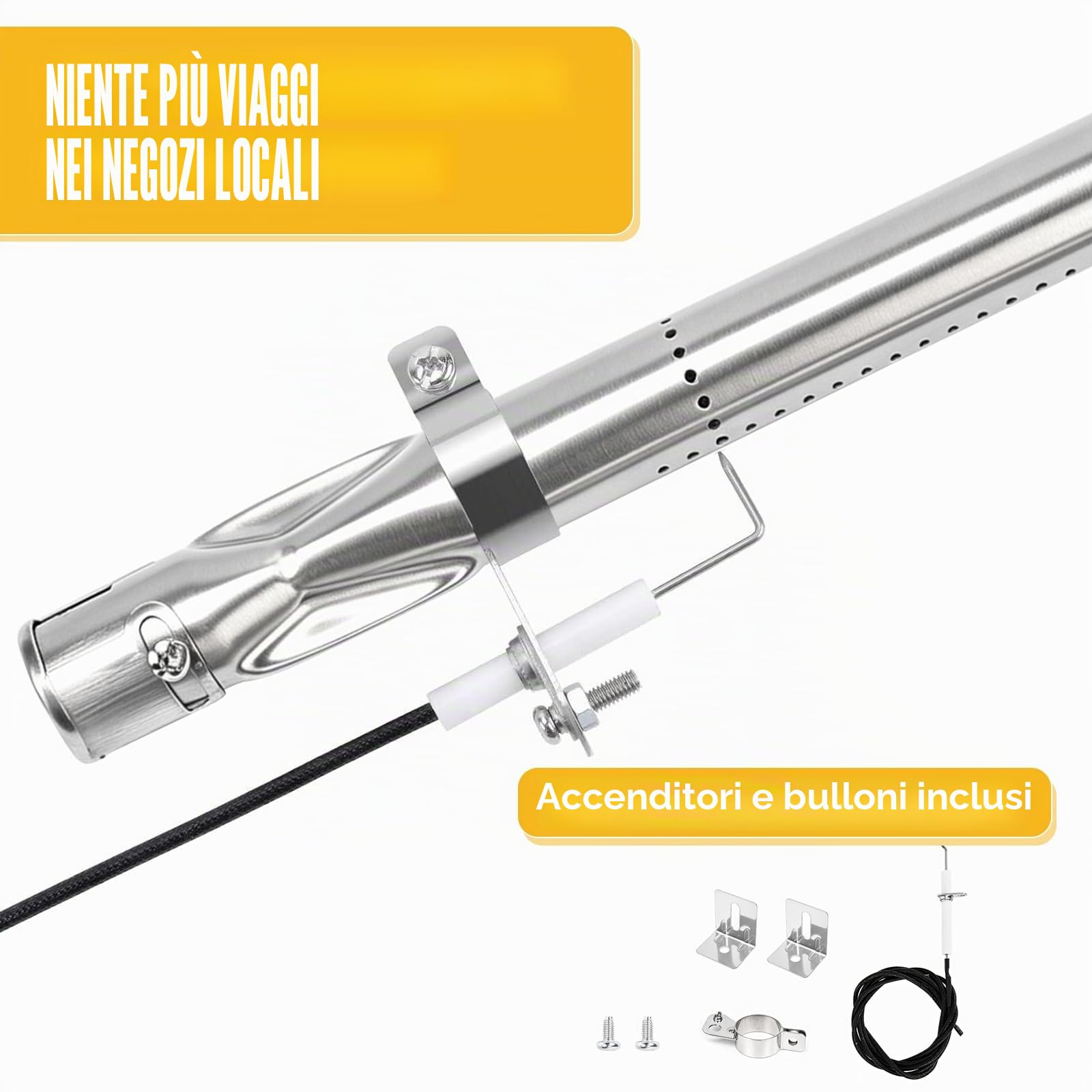 GFTIME Bruciatore universale per barbecue a gas Charbroil, Napoleon, Landmann, Enders, Barbecook, Tepro, Taino, Proficook, regolabile, in acciaio inox, 4 pezzi