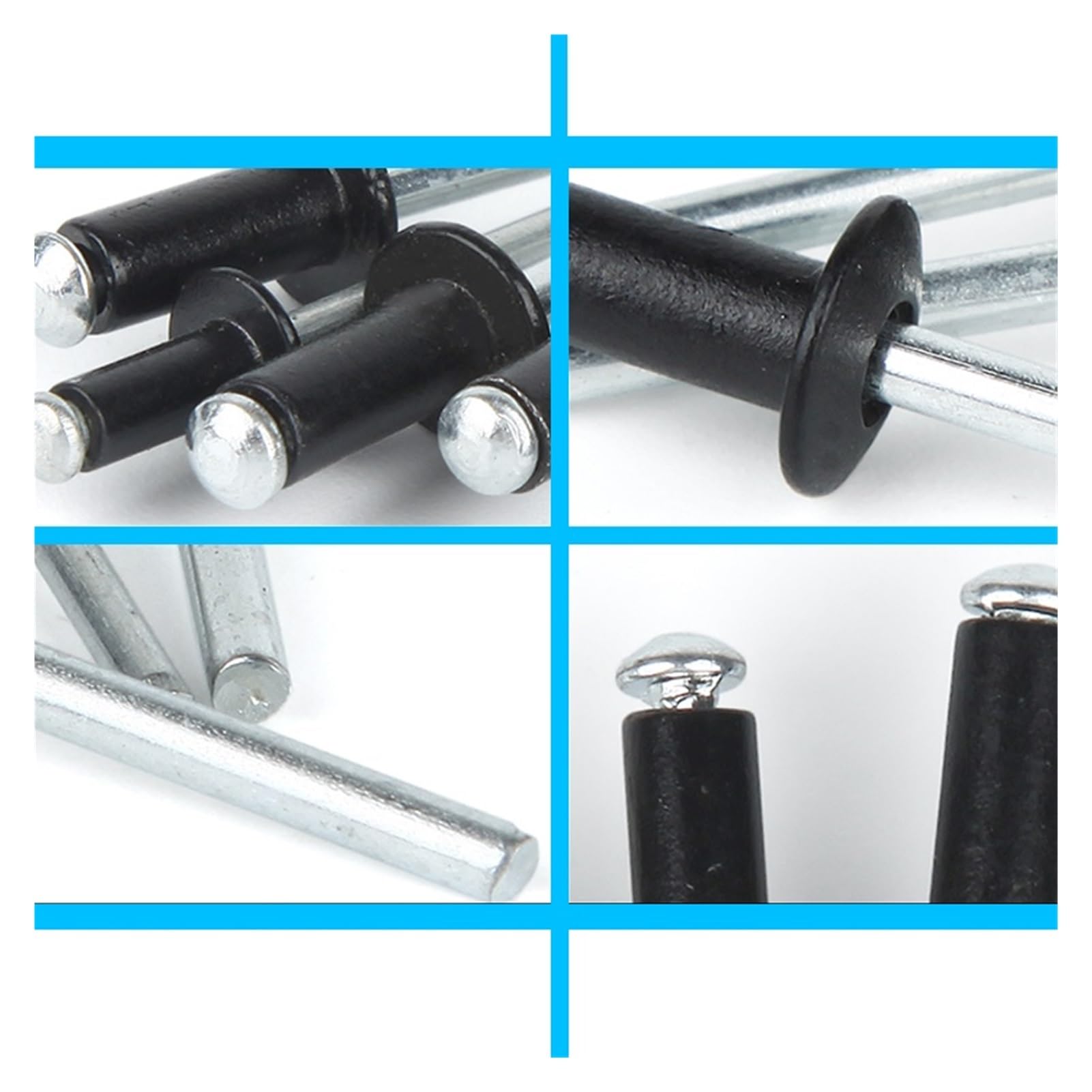 remaches ciegos, Remache ciego M2.4 .8 M3 .2 M4 Galvanoplastia Aluminio negro Cabeza redonda Anclaje Mandril de acero Escape(10mm,M3 (100Pcs))