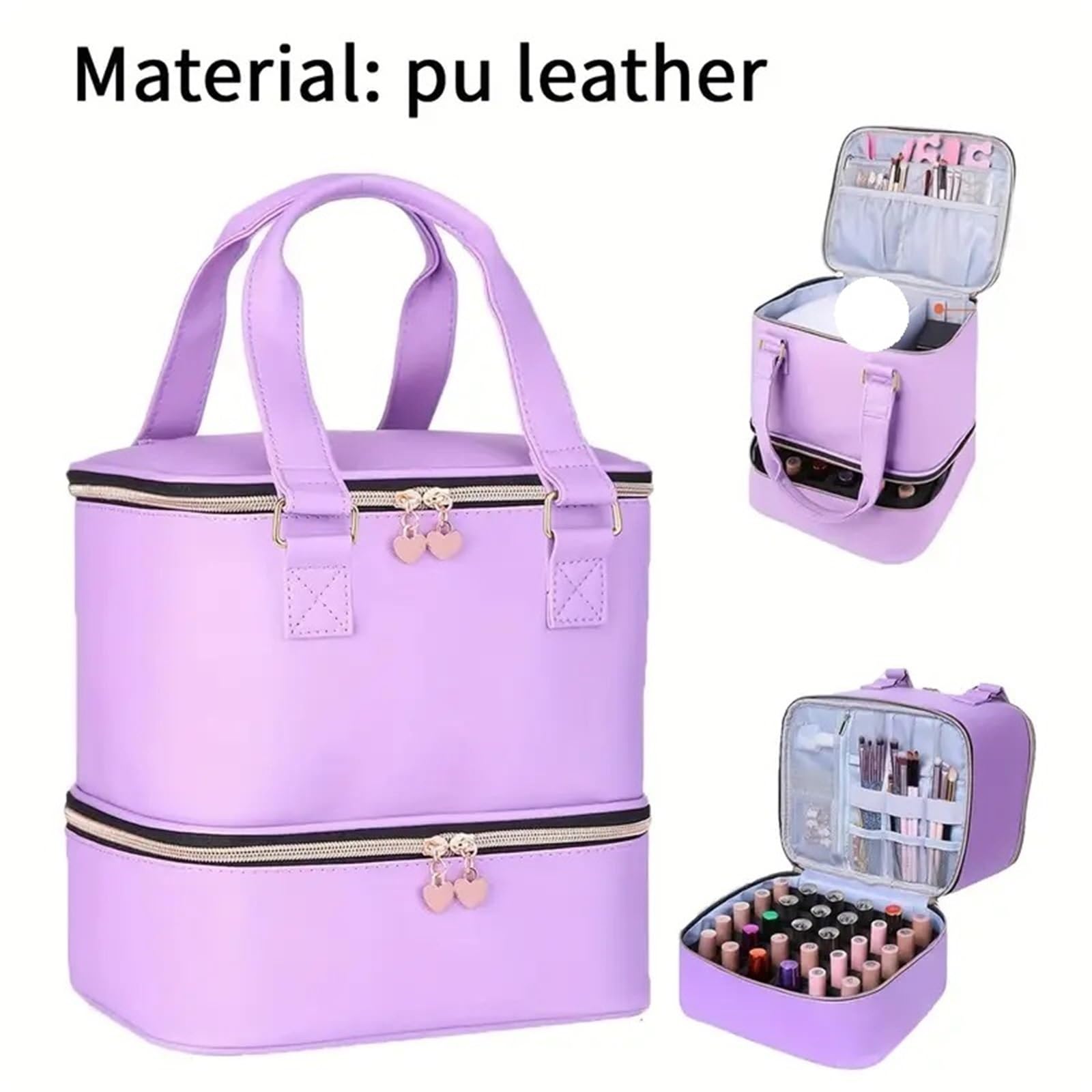 Nagellack Aufbewahrung Tasche Kapazität Nagellack-Aufbewahrungstasche, doppellagige Aufbewahrungstasche zur Nagelverbesserung, bietet Platz for Halterungslampen und 30 Flaschen Nagellack(Color5)