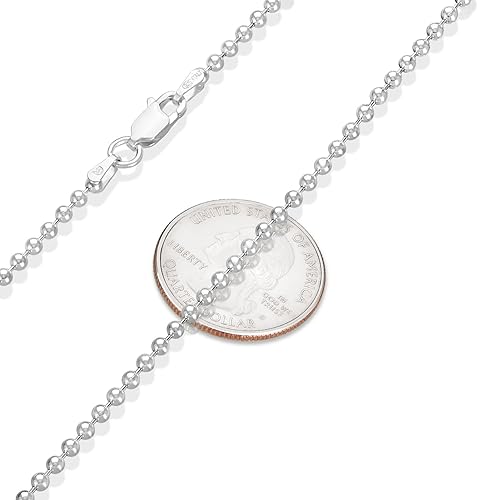 Miniatura 2 de 1mm-5mm Solid .925 Sterling Silver Ball Military Chain Necklace or Bracelet
