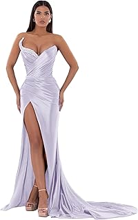 Strapless Prom Dresses for Women 2025 Long Mermaid Pleated with Slit Beaded Formal Evening Gowns - Buy now