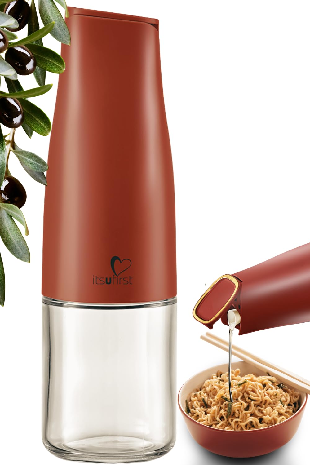 itsufirstยฎ Olive Oil Dispenser Bottle 500ml, Auto Flip