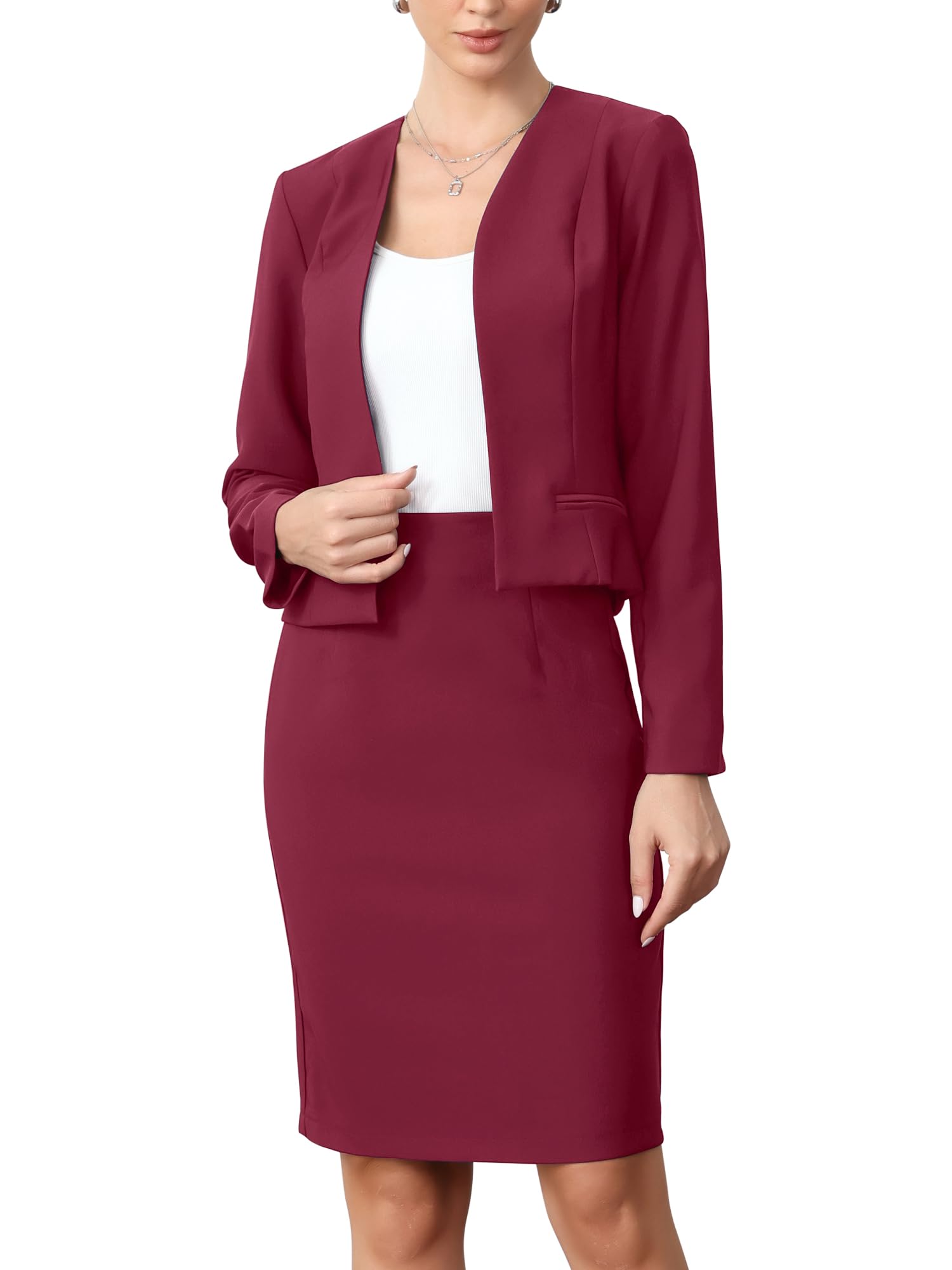 Allegra K Women Business Skirt Suit Set Office Work Blazer Pencil Skirt