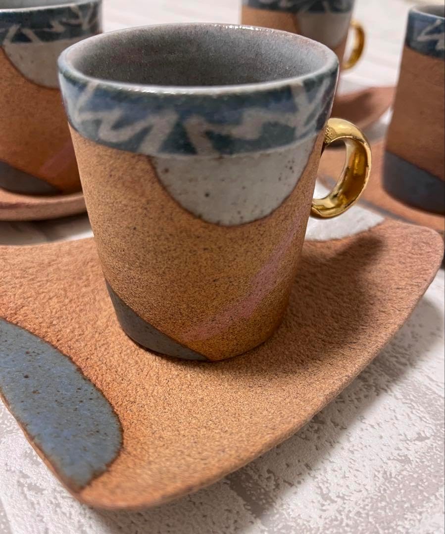 有田焼 村上玄輝作 染錦 カップ＆ソーサー 珈琲碗皿 美術品 1564