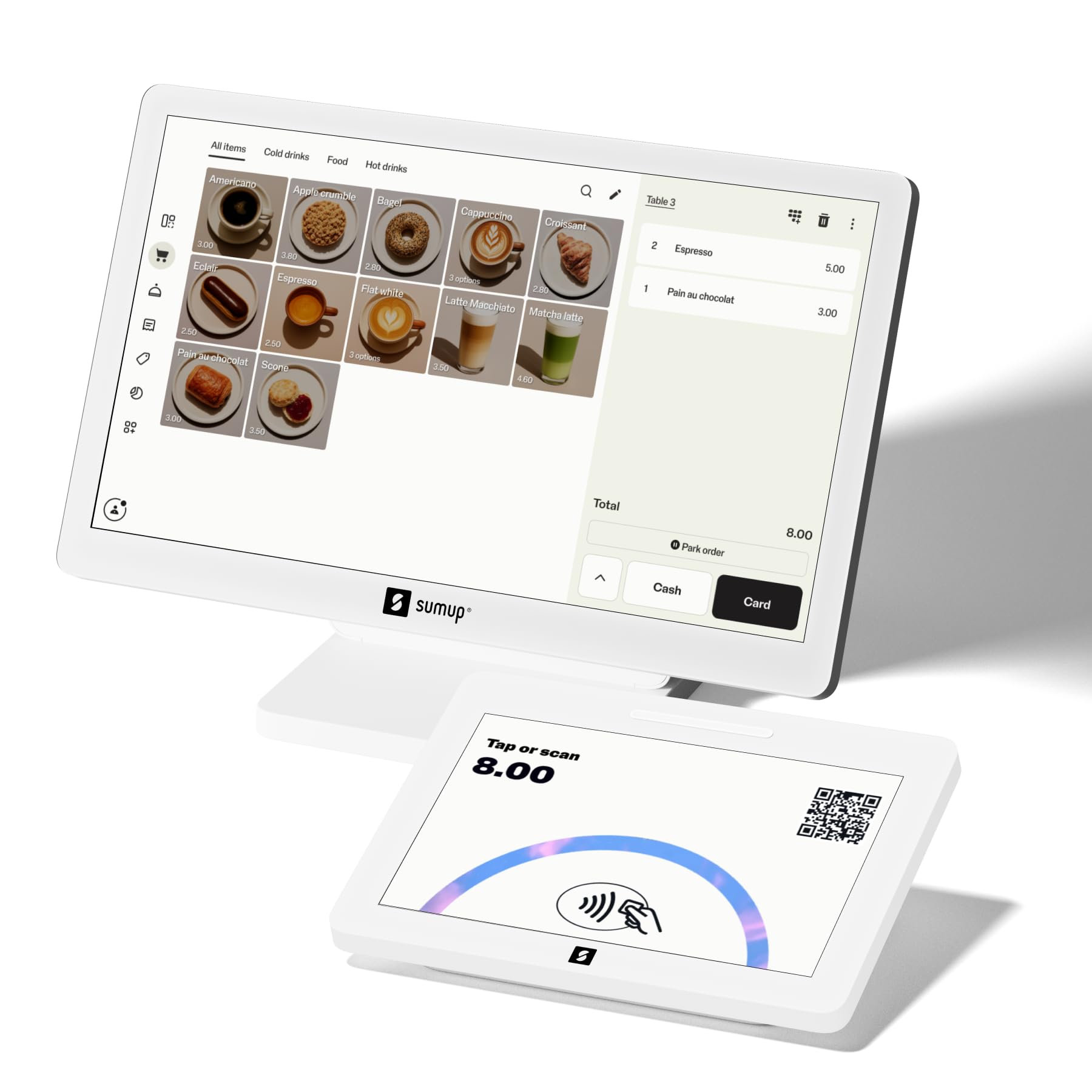 SumUp Caja registradora, Sistema TPV todo en uno con Pantalla Táctil de 13" y Pantalla Cliente de 8", Terminal de Pago con Tarjeta, Wi-Fi, Sin Cuotas Mensuales