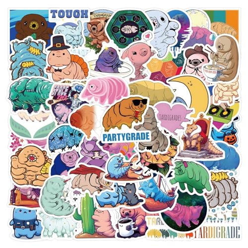 60 PCS Tardigrade Stickers Waterproof Vinyl Cute Microbe Decals for Laptop Luggage Skateboard Phone Fridge Trendy Stickers for Teens Adults Boys and Girls(Tardigrade)