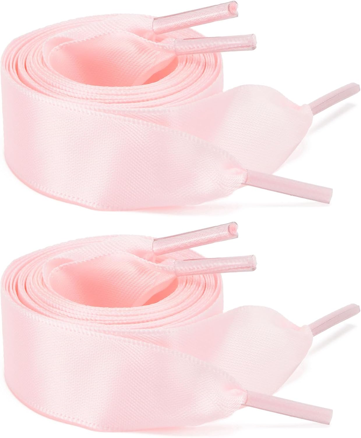ZOOEASS 2 Pairs 47.24" Satin Ribbon Shoelaces 0.78" Wide Colourful Flat Silk Shoe Laces for Sneakers Boots Women