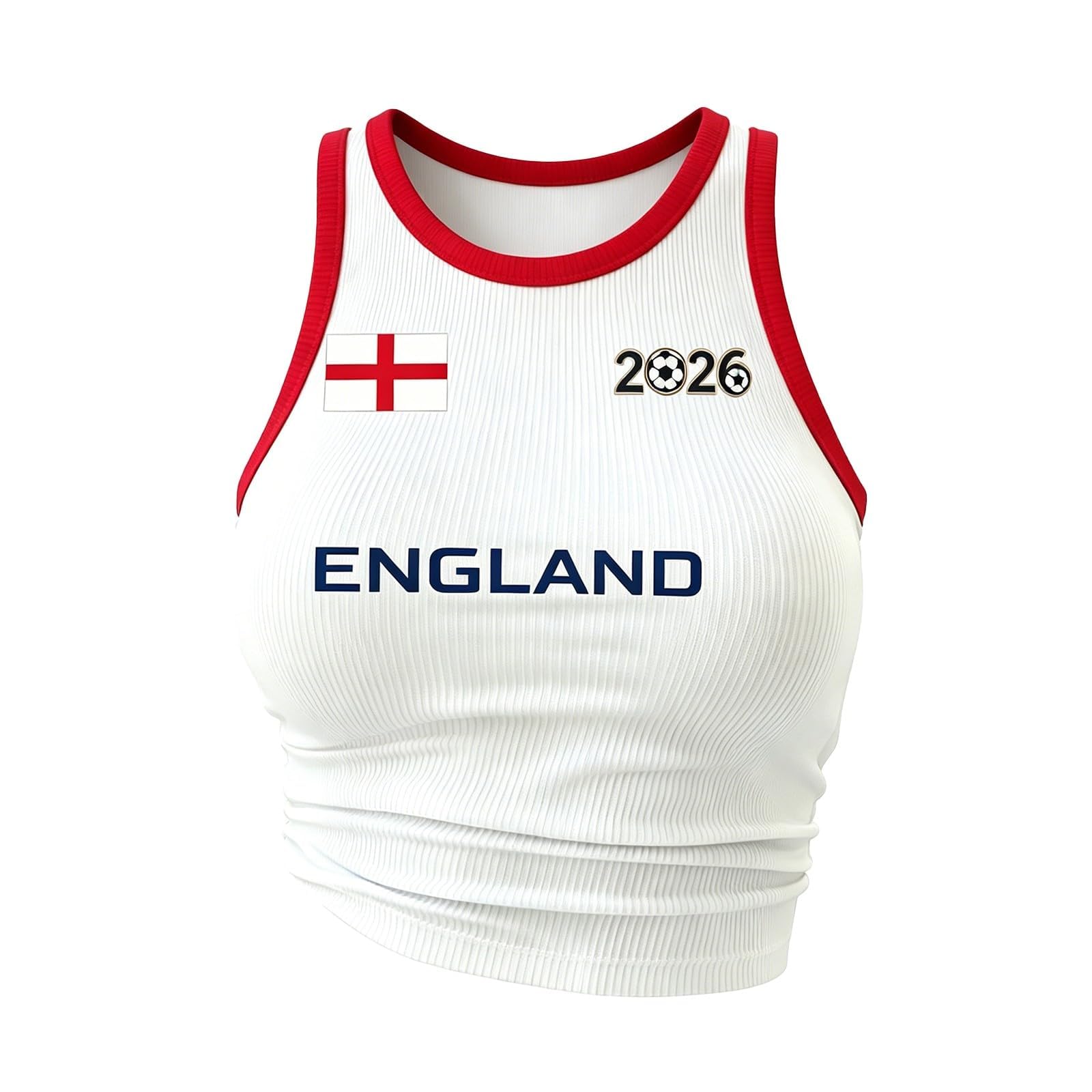 Crop Tops for Women 2026 England Football Shirt Team Graphic Sleeveless Racerback Ribbed Cropped Tank Top Casual Wear Perfect Present for Football Lovers Match Day Outdoor Gatherings S-XXL