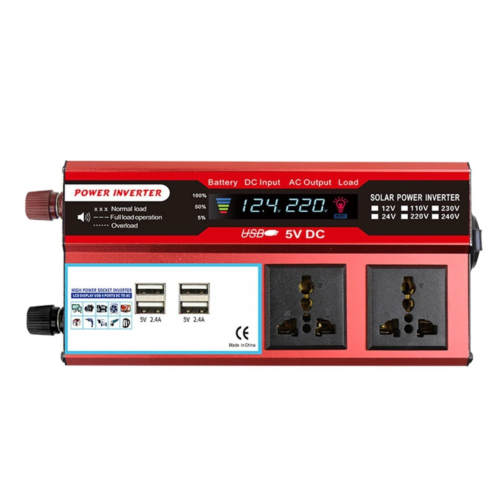 CZVJUKBYP 500W Car Inverter 12v 220v Solar 4usb Mobile Phone Charger with LCD Display Dual Socket Power Converter(12V-110V)