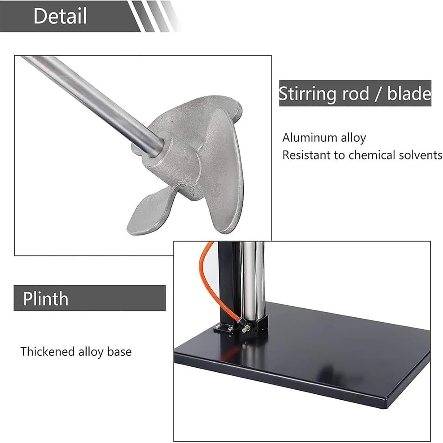Mezclador de pintura neumático 1500-3000r/min, presión de aire 0.6-0.8 mpa, 10L-50L Agitador de revestimiento para líquidos viscosos y materiales de pintura