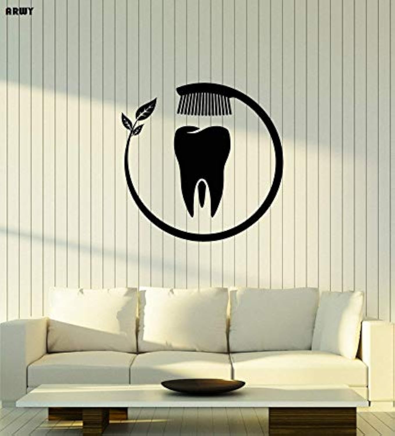 Dental Wall Sticker for Clinic – Large Tooth & Toothbrush Vinyl Wall Decal | Dentist Clinic Logo Wall Decor | Waterproof Removable Wall Sticker (58 x 58 cm, Black)