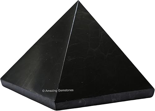 Shungite Pyramid Crystal Healing Shungite Stones - 35mm Shungite Crystal Pyramid Figurine Piedra Shungite Original for E M F Protection, Meditation,