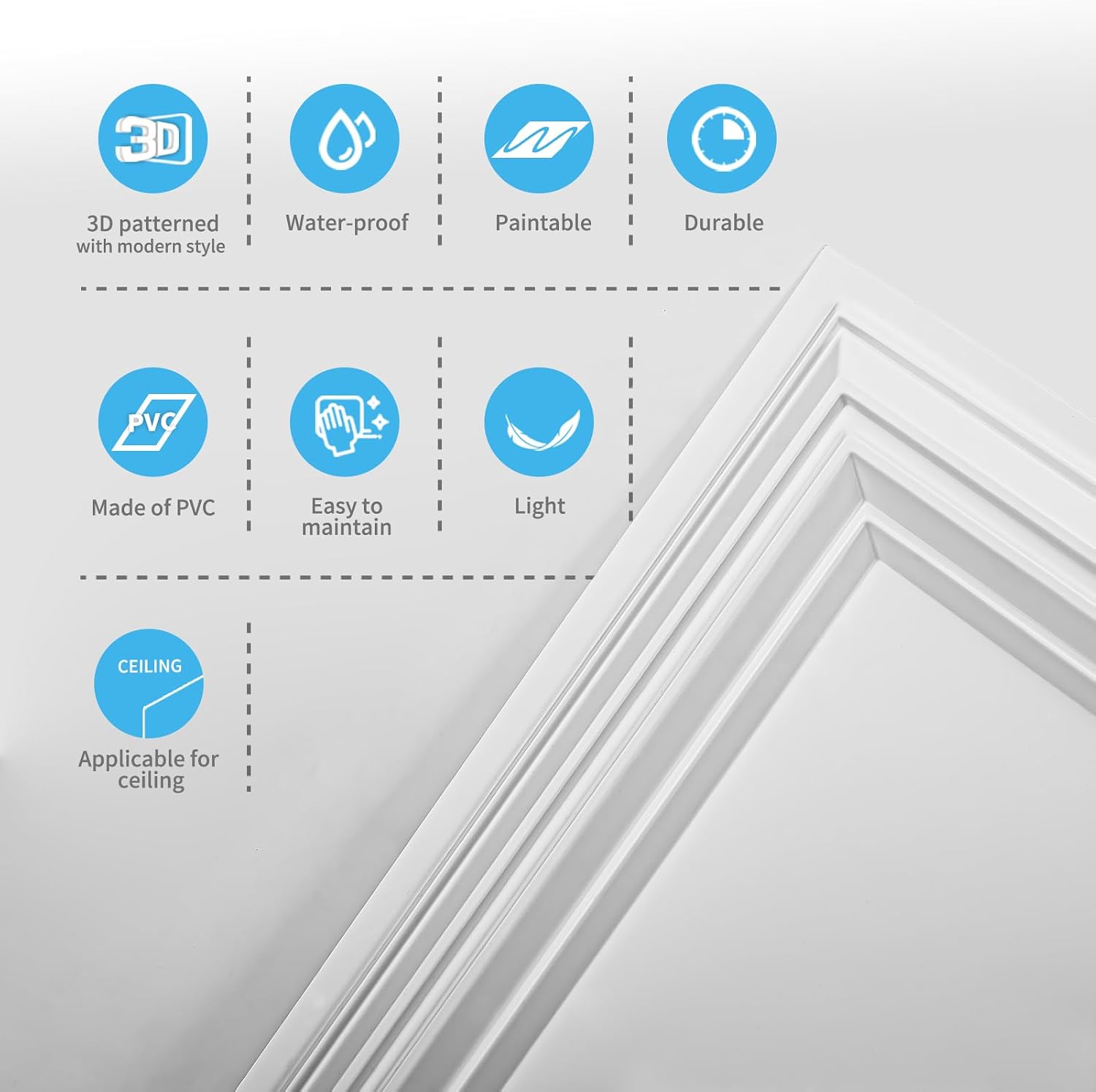 Art3d 24-Pack Waterproof Drop Relief Ceiling Tiles, 24 x 24 in, White