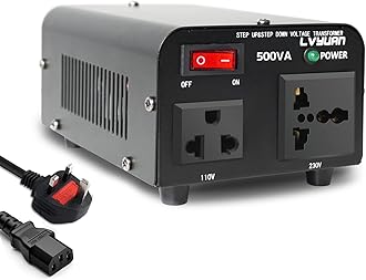 Yinleader 500VA 220V - 110V Step Up & Step Down 240V to 120V Voltage Transformer Converter UK to US 110V & 220V outlets