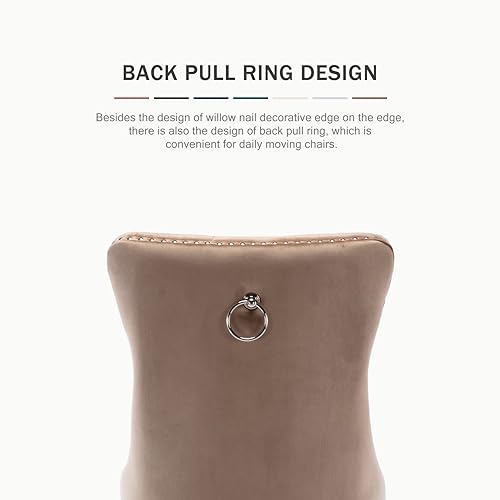 Miniatura 6 de Kiztir Juego de 2 sillas de comedor de terciopelo, sillas de comedor tapizadas con ribete de anillo y respaldo con botón, silla de comedor copetuda