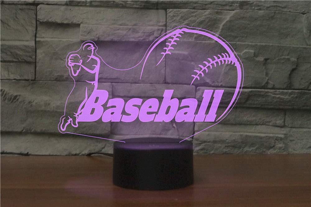 SWTZEQ Guanto da baseball 3D Lampade, Illusione Ottica Luce Notturna, 16 color transform touch and remote control camera da letto per bambini lampada da tavolo sleep decorazione luce regalo di Natale