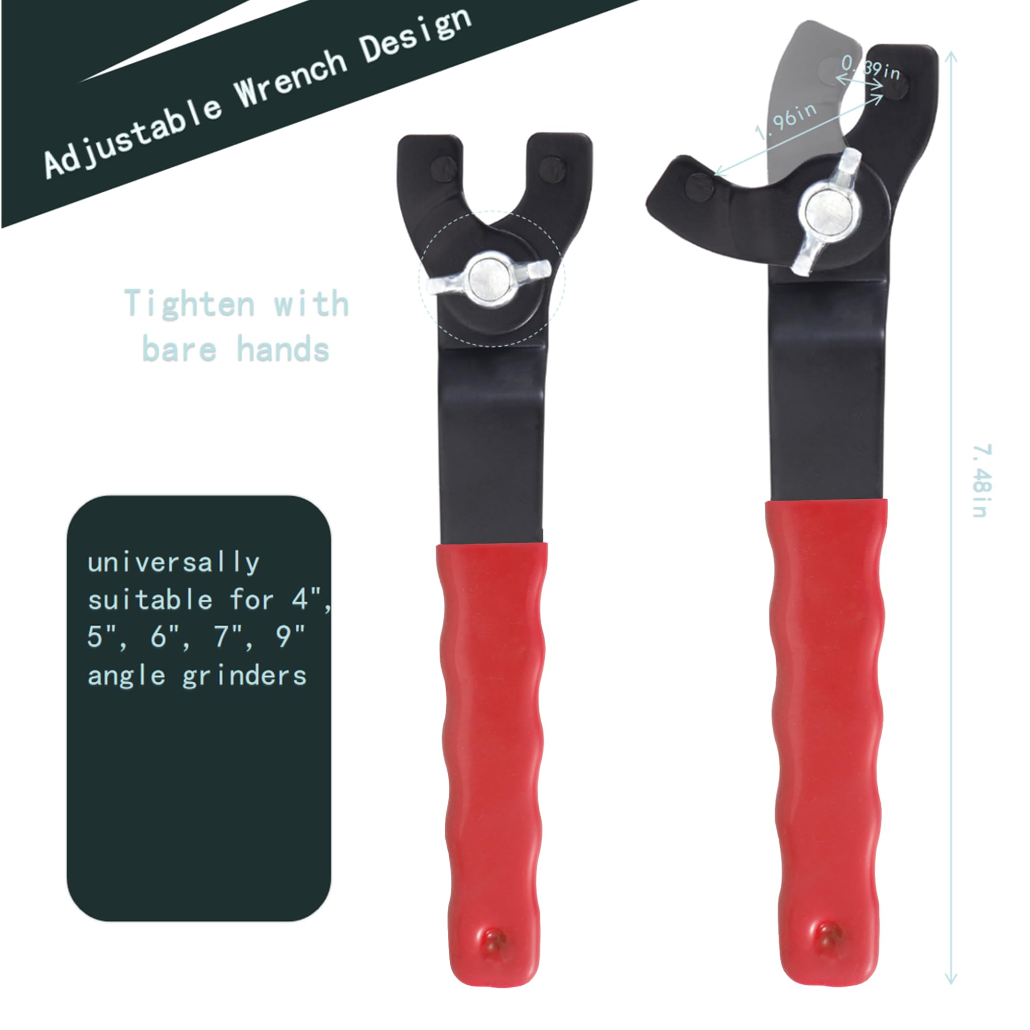 6 dadi per smerigliatrice angolare 5/8"-11 e albero di estensione per smerigliatrice angolare* 3 e chiave regolabile* 1 e chiave da 0,67 "* 1 per Makita Dewalt Milwaukee Metabo Bosch Ryobi Black