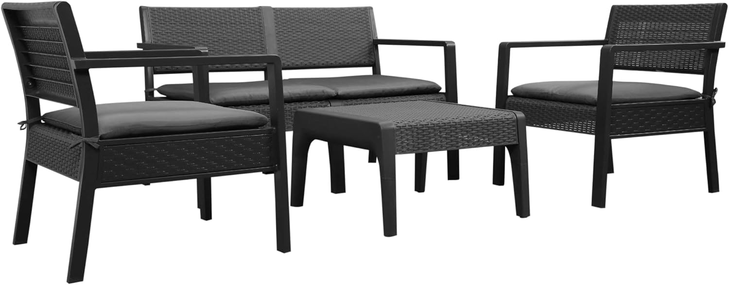 Outsunny Outdoor Garden PP Rattan Style Sofa Set, 4 PCS Patio Coffee