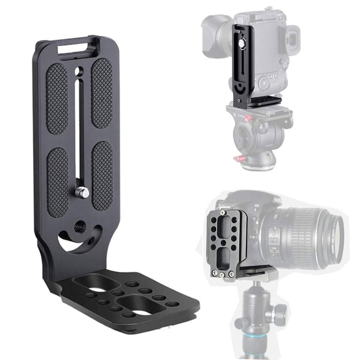 GIFTMAX Universal L-Bracket Camera Stabilizer, Dual Horizontal and Vertical Plate, Quick Release, Compatible with Nikon, Canon, DJI, Tripod and Monopod (L-Bracket Plate)