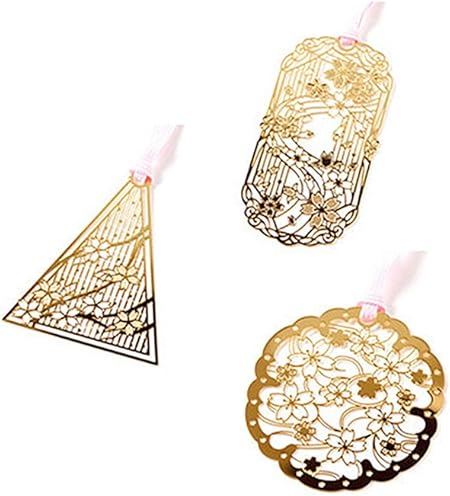 Amazon Moin Moin しおり ブックマーク ブックマーカー 桜 さくら 美しい 金属 金 ゴールド 3種セットb しおり 文房具 オフィス用品
