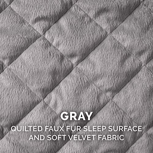 Furhaven Orthopedic Dog Bed For Extra Large Dogs W/ Bonus Water-Resistant Liner & Removable Washable Cover, For Dogs Up To 300 Lbs - Goliath Quilted Faux Fur & Velvet Bolster Chaise - Gray, 4Xl #TOP5