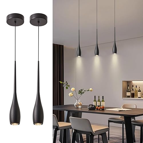 Black Pendant Lights Kitchen Island, Modern LED Pendant Light Fixtures,