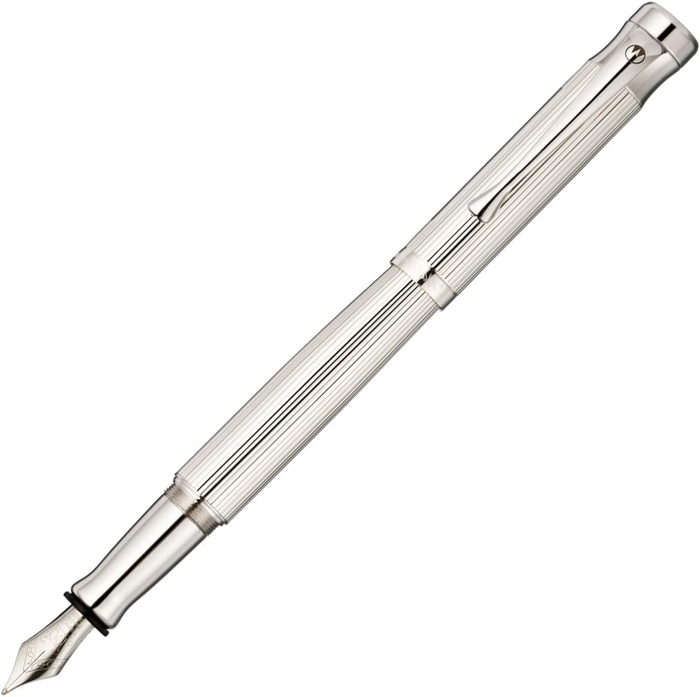 Waldmann Tango Fountain Pen Sterling Silver Lines Pattern Fine