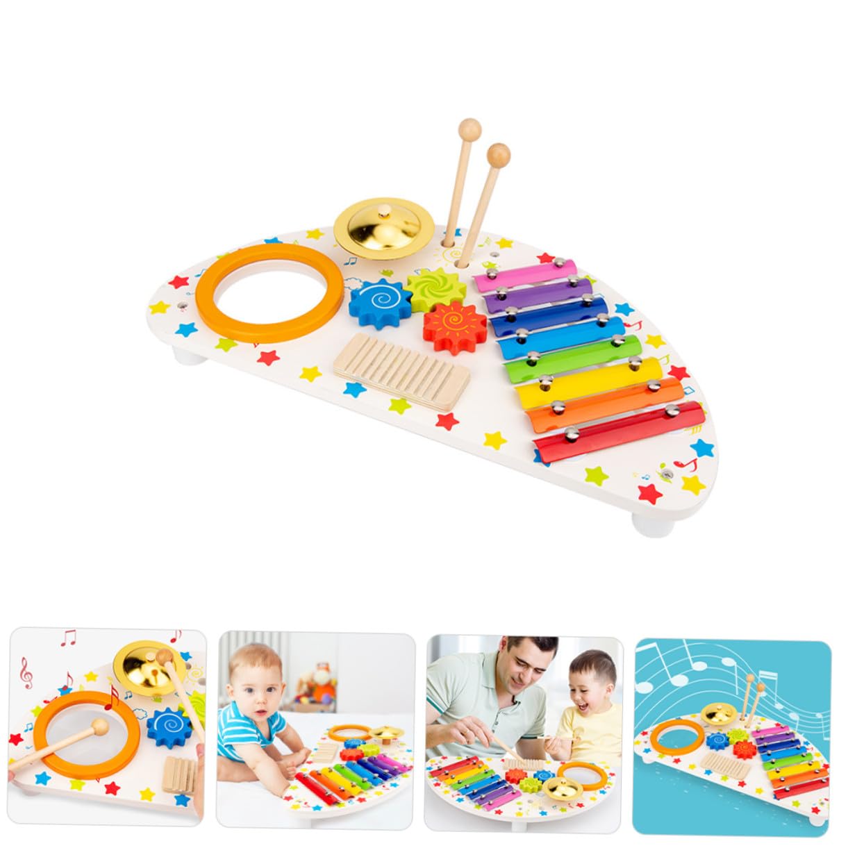Uonlytech Strumenti Musicali in Legno Xilofono per Ragazzo Ragazza Giochi Ritmo e Suono