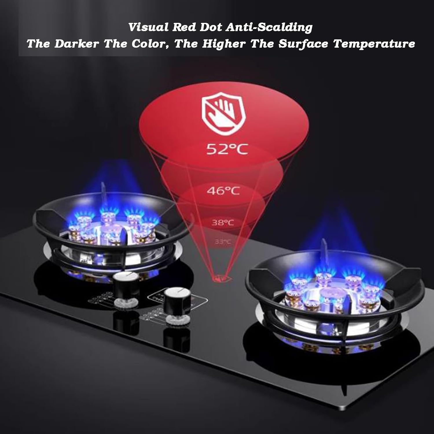 Built-in Tabletop Stove,5.2KW 9-Cavities Cooktop Burner,Tempered Glass Freestanding Countertop,NG/LPG Gas Source Kit,with Flameout Protection and Timer(NG)