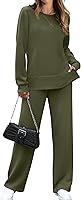 OFEEFAN Women's 2 Piece Lounge Set: Side Slit Tracksuit Wide Leg Sweatpants Comfy Travel Outfits S-3XL