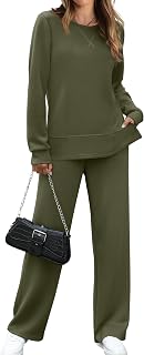 OFEEFAN Women's 2 Piece Lounge Set: Side Slit Tracksuit Wide Leg Sweatpants Comfy Travel Outfits S-3XL