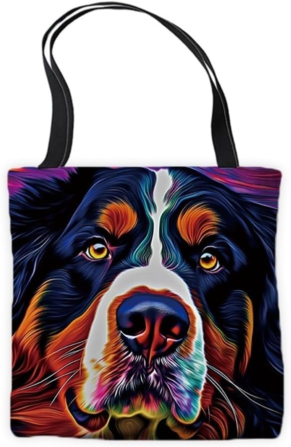 Cute Miniature Bull Terrier Dog Tote Bag Pet Animal Face Head Commuter Bag for Shopping Work