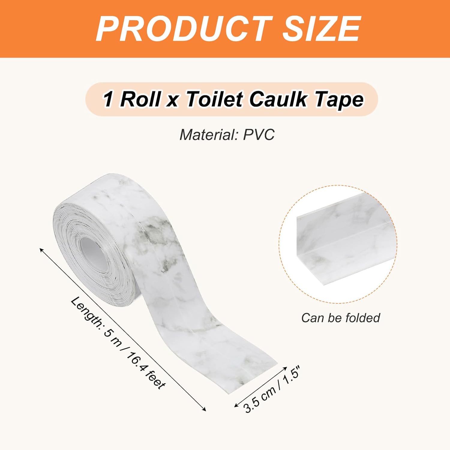 PATIKIL Caulk Tape Waterproof Self Adhesive, PVC Toilet Caulking Sealant Strip Bathtub Caulk Sealing Strip Tape for Bathroom Kitchen Countertop, Slate Stone Pattern (1.5 Inch x 16.4 Ft)