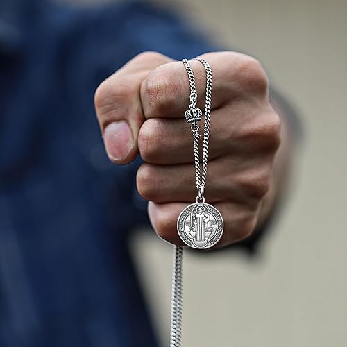 Miniatura 3 de Medalla de San Benito, 100 medallas de San Benito, Medalla de San Benito de metal de 0.94 x 0.79 pulgadas de protección contra el mal, colgante de