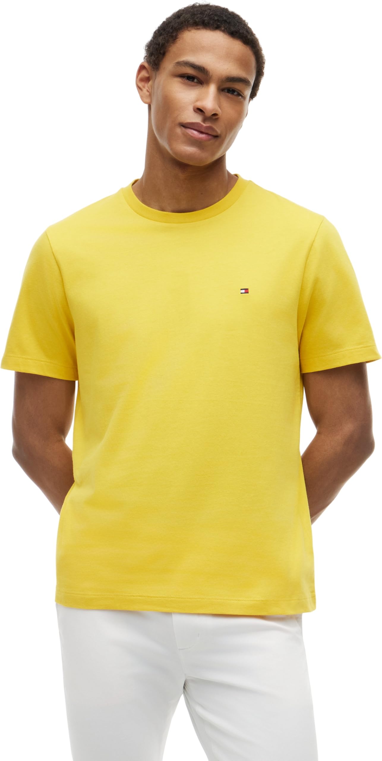 Tommy Hilfiger Men's Ess Seasonal Reg Fit Solid Tee Mw0Mw39995, Yellow, XXL