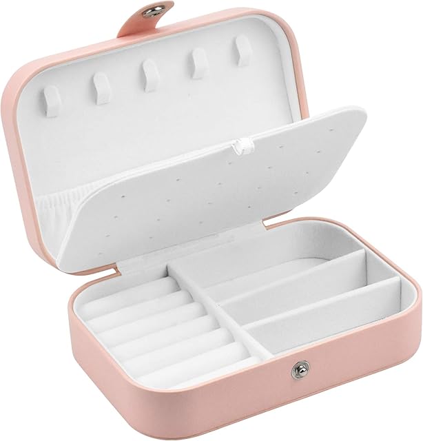 Jinlaili Jewellery Box Organiser, Faux Leather Travel Jewelry Storage Case Jewelry Organiser, Small Portable Jewelry Box Case for Rings, Earring, Necklaces, Jewellery Gift Box for Girls Women