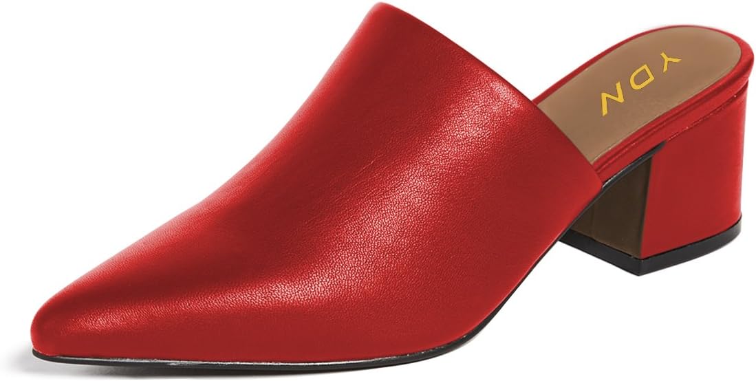 Women Block Low Heel Mules Slip on Loafers Pointed Toe Sandals Slide Shoes Size 4-15 US