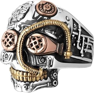 Steampunk Skull Rings for Men Women Biker Jewelry Cool Gothic Golden Sugar Skull 10 Creative and Exquisite Workmanship Deft Processed