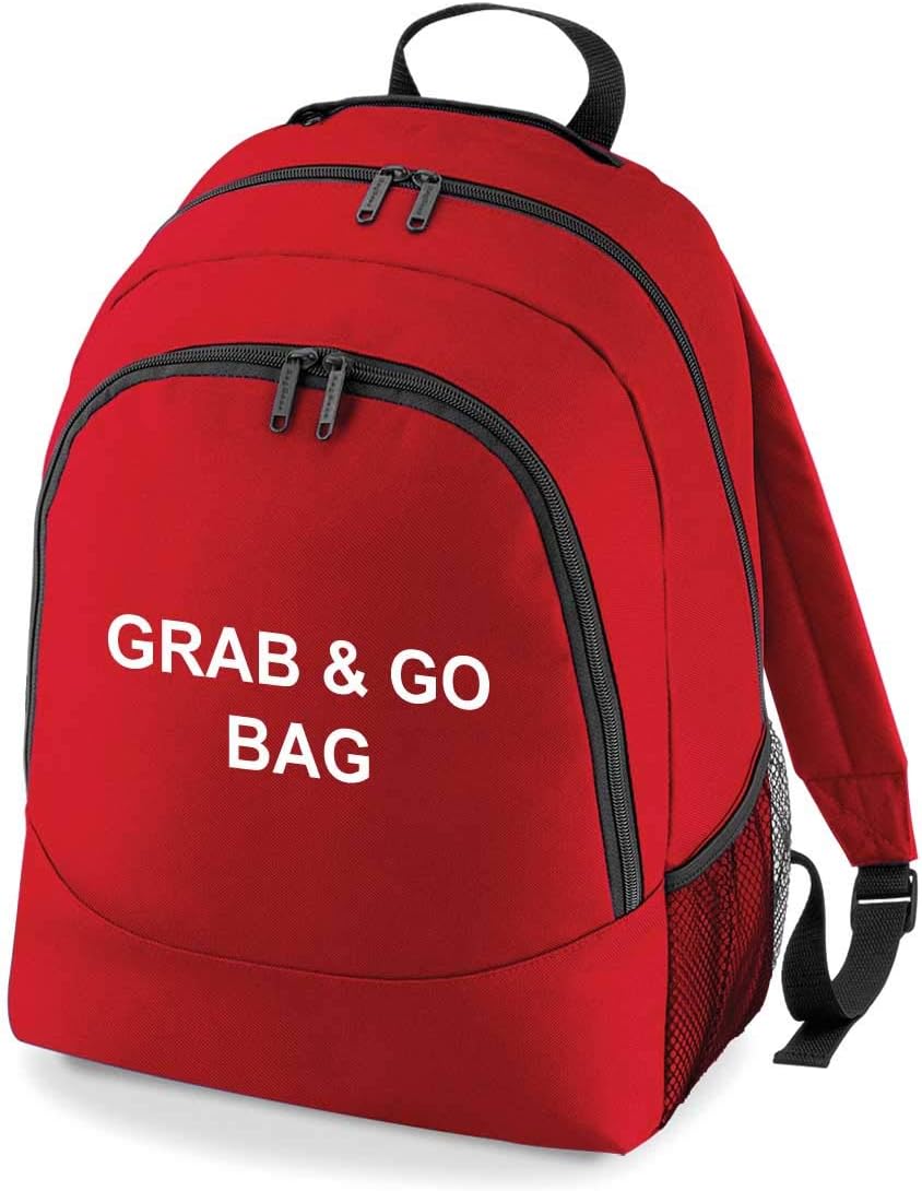 Printed Red Grab & Go Bag Backpack Rucksack For Home, Office, School and Work