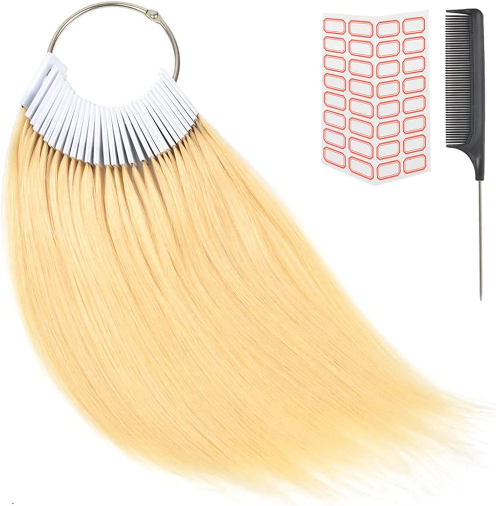Swatches Real Hair Swatches Tested Colour Pattern Hair Colour Rings for Hair Extensions Salon Hair Blonde 30 Pieces