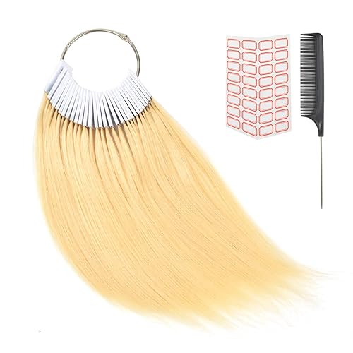 30 muestras de cabello humano de 8 pulgadas para probar el color natural del cabello, muestras de color de cabello, anillos, kit de prueba de color
