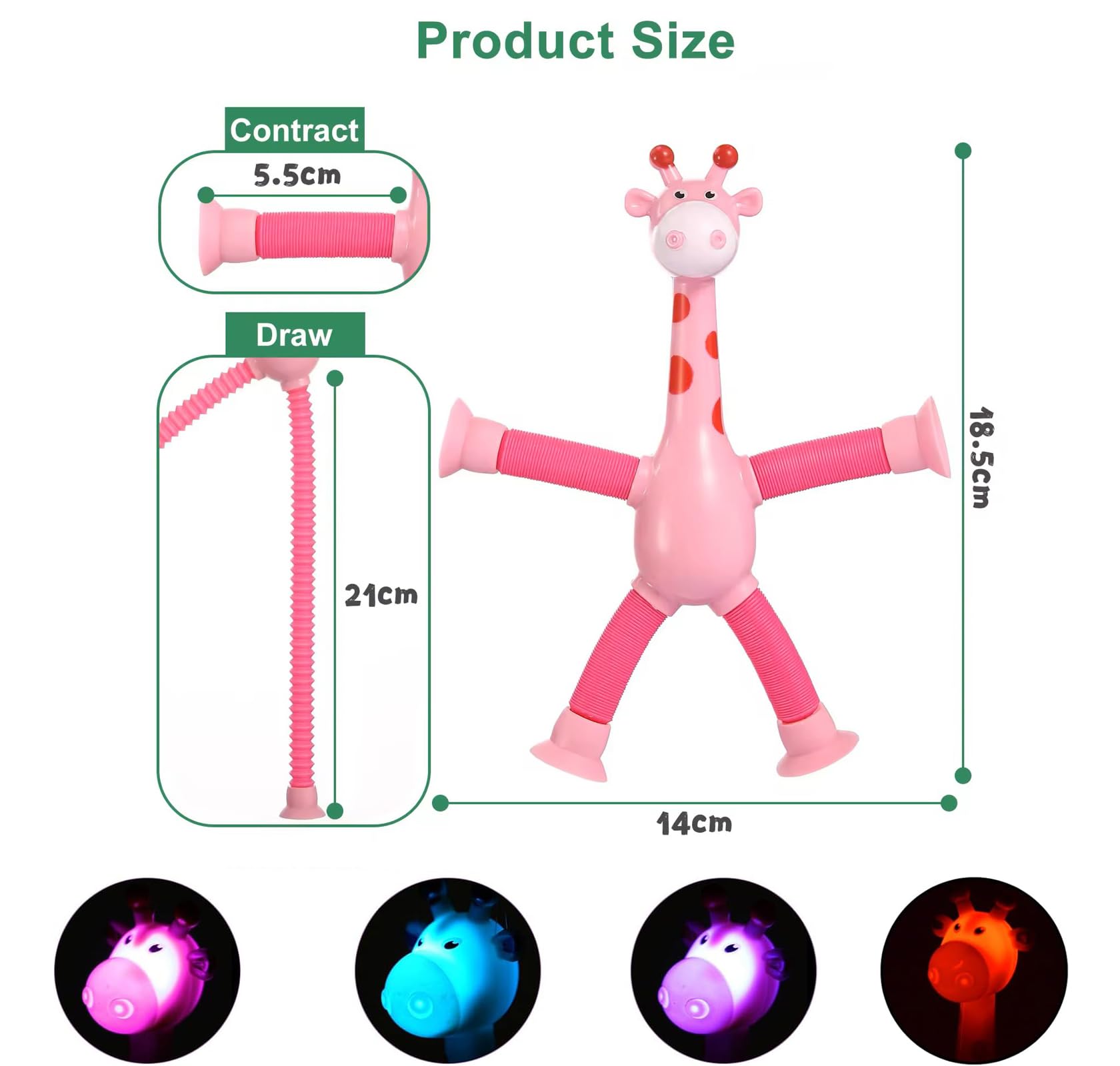 4 Pcs Telescopic Suction Cup Giraffe,Novel Kids Suction Cup Toys,Stretchy Telescopic Tube Shape Changing Knick-Knack - Image 2