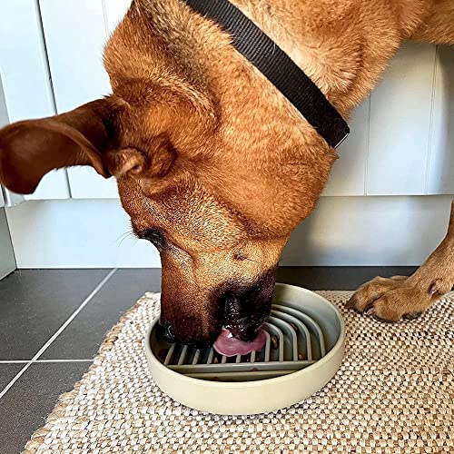 Slow Feeder Dog Bowl, Cat Bowls. Silicone Modern Fun Puzzle Food Grade, BPA Free Lick Mat for Healthy Eating, Stops Gulping & Choking. Non Slip & Dishwasher Safe. Small to Medium Dogs & Cats (Blush)