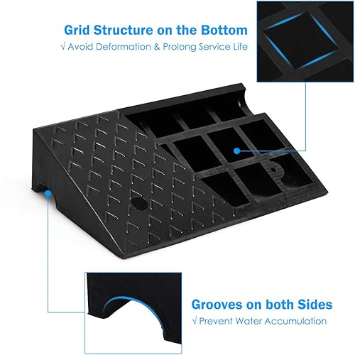 Miniatura 3 de Goplus 2 rampas de goma para bordillo de automóvil, juego de rampas de umbral ligeras y portátiles de alta resistencia, almohadilla de motocicleta