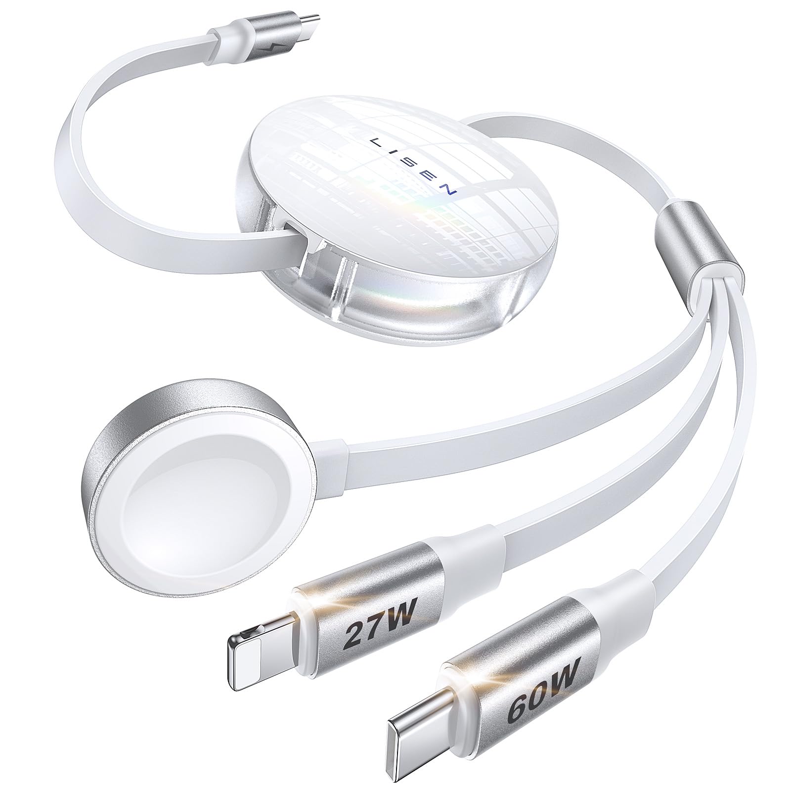 Lisen For Retractable Apple Watch Charger Usb C Cable Fast