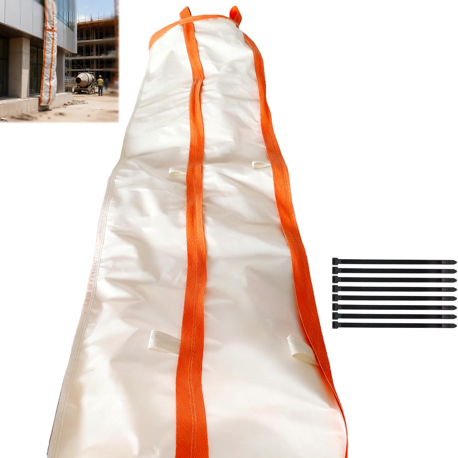 Scivolo per Detriti,Scivolo per Rifiuti Edili da 400 cm, con 8 Fascette,per il Trasporto di Residui di Cemento,Rifiuti,Arancione-Rosso