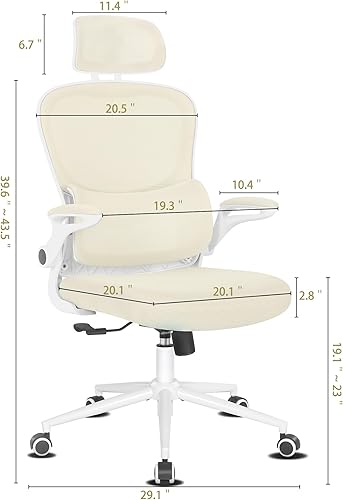 Miniatura 2 de Misolant Silla de oficina ergonómica, silla de escritorio con soporte lumbar, silla de oficina de malla, silla ergonómica con reposacabezas y