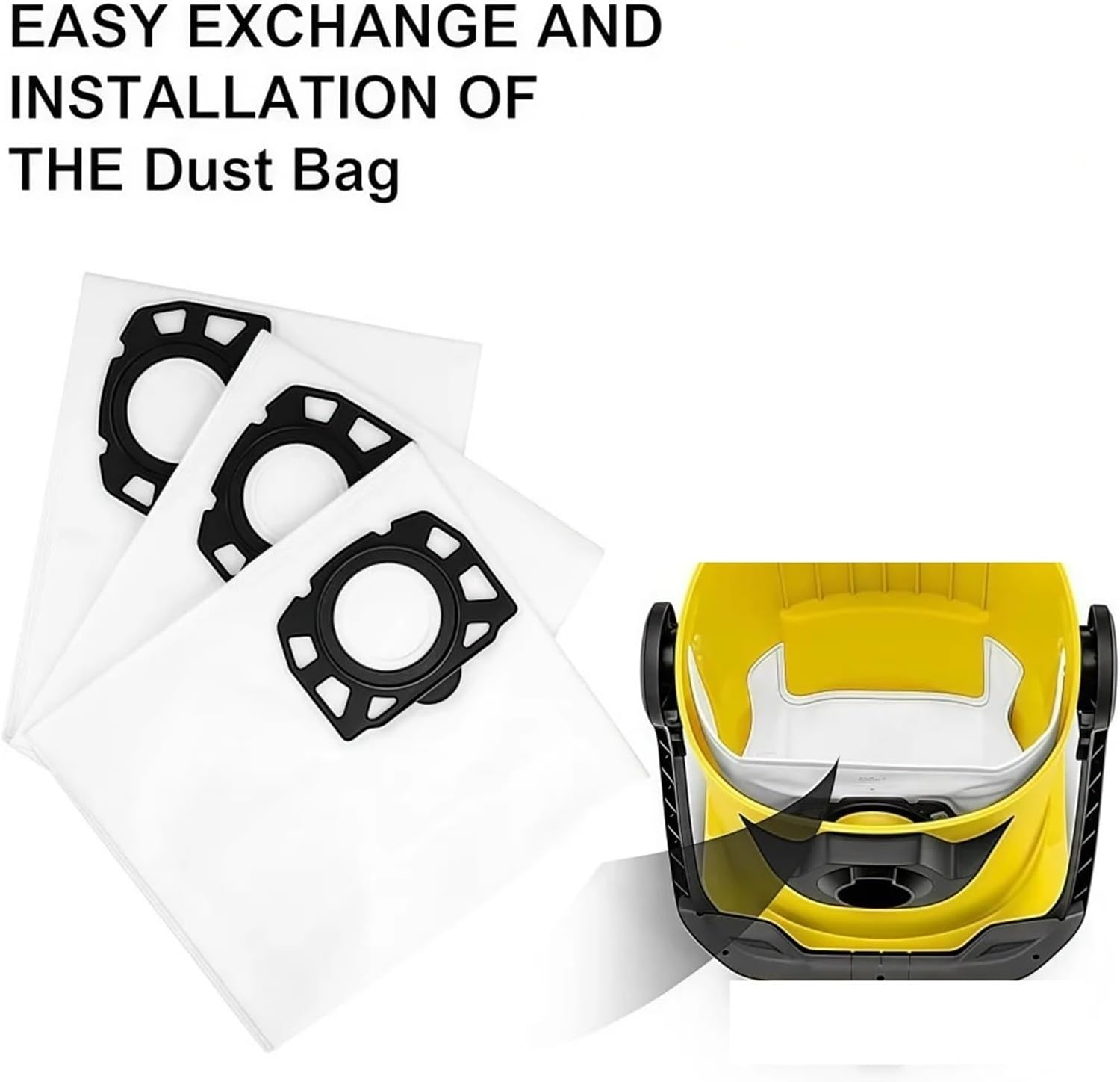 Vacuum Cleaner Bags，Compatible For Kärcher，WD4 WD5 WD6 WD5P WD6P MV4 MV5 MV6，wet And Dry Vacuum Cleaner, Dust Bags(12PCS)